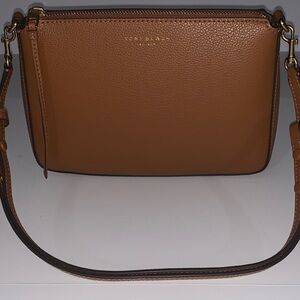 Tory Burch Cognac Pebbled Leather Crossbody with Gold Hardware
